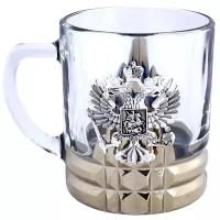 Кружка "Патриот" со значком герб РФ, серебро