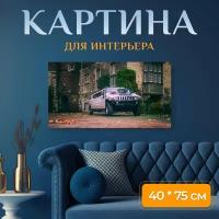 Картина на холсте "Свадьба, лимузин, свадебный автомобиль" на подрамнике 75х40 см. для интерьера