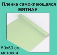 Немецкая самоклеящаяся плотная пленка ПВХ для мебели, для дизайна и интерьера. Матовая. Мятная. 50х50 см