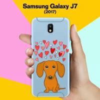 Силиконовый чехол на Samsung Galaxy J7 (2017) Такса и сердца / для Самсунг Галакси Джей 7 2017