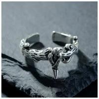Кольцо "Перстень" ворон, цвет чернёное серебро, безразмерное 7664803