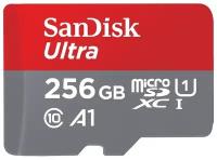 Карта памяти SanDisk Ultra microSDXC, 256GB, 100MB/s R, 4x6, 10Y