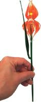 Искусственный цветок стеклянный Ирис оранжевый 30 см, сувенир из стекла ручной работы
