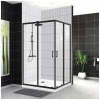 Душевой уголок BelBagno UNO-195-AH-2-100/80-C-NERO, профиль черный, стекло матовое