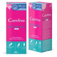 Прокладки Carefree ежедневные женские Кефри Cotton Fresh гигиенические воздухопроницаемые 2 упаковки по 20 шт