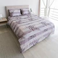 Комплект постельного белья RoomTex 2 спальный с европростыней из бязи/кпб двухспальный/кпб хлопок/ серо -бежевый