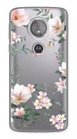 Силиконовый чехол на Motorola Moto E5 / Моторола Мото Е5 Beautiful white flowers, прозрачный