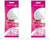 Bic Станок для бритья женский Twin Lady, одноразовый, 5 шт, 2 упаковки