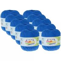 Пряжа Alpina Пряжа ALPINA "LILY" 100% мерсеризованный хлопок 10 шт.х50г 175м, 100 % хлопок, 500 г, 175 м, 10 шт., №100 синий 175 м