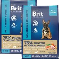 BRIT PREMIUM DOG ADULT SENSITIVE для взрослых собак всех пород с чувствительным пищеварением с лососем и индейкой (3 + 3 кг)