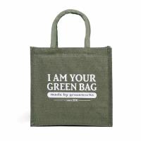 Сумка шоппер Джутовая сумка "I am your green bag", сумка шоппер,сумка для покупок, хаки РВ-1538, хаки