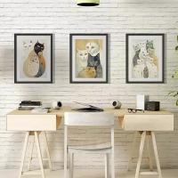 Постер - Плакат "Мутные коты", без рамок, интерьерная картина, А3, 29 см х 44 см
