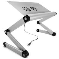 Универсальный стол-подставка Crown CMLS-100 для ноутбука, активное охлаждение, серебристая