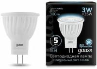 Светодиодная лампа Gauss LED D35*45 3W SMD MR11 AC220-240V GU4 4100K FROST