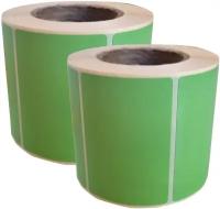 Термоэтикетки ЭКО 58*40 мм зеленая (500 шт в рулоне) на самоклеящейся основе, втулка 40 мм (упаковка 2 рулона)