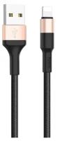 USB дата кабель Lightning, HOCO, X26, черно-золотой