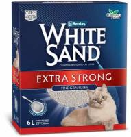 WHITE SAND EXTRA STRONG наполнитель комкующийся для туалета кошек Экстра без запаха (6 л)