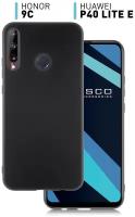 Чехол ROSCO для Huawei P40 lite E и Honor 9C (Хуавей П40 Лайт Е и Хонор 9С), матовый чехол, бортик (защита) вокруг камер, силиконовый чехол, черный