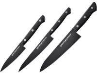 Набор кухонных ножей Samura SHADOW SH-0220/K с покрытием BLACK FUSO, AUS-8, ABS пластик, 3 предмета
