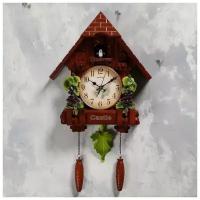 Часы настенные с кукушкой "Виноградная лоза", плавный ход, 63 х 10 х 36 см, коричневые