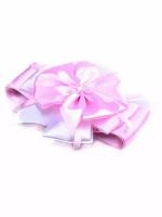 Бант "Моей крохе" атласный с лентой, для конверта на выписку из роддома, цвет: розовый, 2 метра