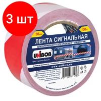 Лента сигнальная Unibob, 50мм*150м, красно-белая, ИУ - 3 шт