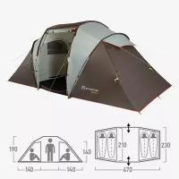 112870-T1 Палатка туристическая Hudson 4 Tourist tent, бежевый