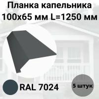 Планка капельника- карнизная 100х65мм Длина 1250мм Комплект 5 штук RAL 7024 Серый антрацит