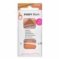 Иглы ручные PONY для шитья BLACK Sharps 01837, №7, 20 шт