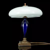 Настольная лампа выполненная в стиле "Сталинский ампир", бронза, стекло, кобальт