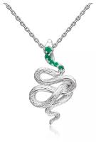 Подвеска PLATINA jewelry из серебра 925 пробы с халцедоном зеленым