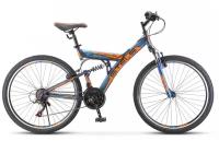 Горный (MTB) велосипед STELS Focus V 26 18-sp V030 (2021) рама 18" Тёмно-синий/оранжевый