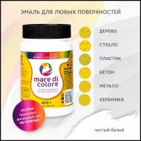 Краска (эмаль) Mare di colore быстросохнущая водная матовое покрытие без запаха для мебели декора 0.4 кг. Чистый белый