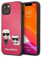 Чехол Karl Lagerfeld PU Karl & Choupette Hard для iPhone 13, фуксия