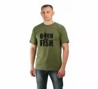 Футболка Born to fish хаки military-06