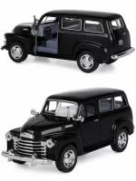 Металлическая машинка Kinsmart 1:36 «1950 Chevrolet Suburban Carryall» инерционная, чёрная KT5006D-4