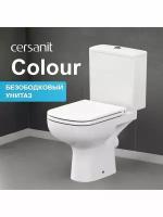 Унитаз компакт напольный Cersanit COLOUR, функция Clean On (безободковый), белый с быстросъёмным сиденьем из дюропласта и функцией микролифт