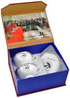Набор чайный / кофейный / чайная / кофейная пара / чашка / кружка / блюдце / федерация, "А.С. Пушкин №2", чашка с блюдцем, 2 шт, 220 мл. в оригинальной дизайнерской подарочной коробке, фарфор