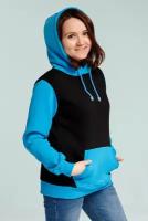 Магазин Толстовок - Turquoise-Black Hoodie "Classic" - Черно-бирюзовая худи двухцветное, XL-52-Unisex-(Мужской)