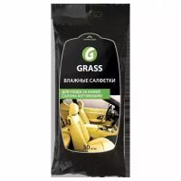 Grass Влажные салфетки для ухода за кожаным салоном автомобиля IT-0312, 30 шт., 0.08 кг, белый