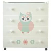 Пеленальный комод Forest kids Little Owl, 4 ящика, белый