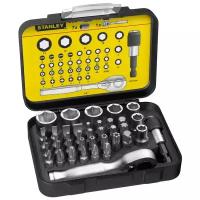 Трещотка со вставками STANLEY HAND TOOLS STANLEY 1-13-906 "Expert" с мини-трещоткой и магнитным держателем 1/4" (39 предметов)