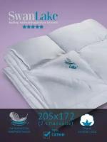 Одеяло самсон SwanLake в сатине, 2-спальное 205х172 см, зимнее, с наполнителем микроволокно