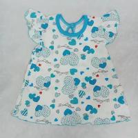 Платье летнее для девочки Аленка, хлопок 100%-супрем, цвет: белый/голубой принт сердечки (Размер: 24, рост 80)