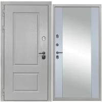 Дверь входная металлическая DIVA ДХ-9 Зеркало 2050х960 Левая Альберо браш грей-Д15 Силк маус, тепло-шумоизоляция, антикоррозийная защита для квартиры