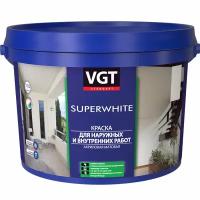 Краска для Наружных и Внутренних Работ VGT Superwhite ВД-АК-1180 7кг Акриловая, Супербелая, Матовая / ВГТ