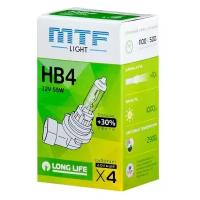 Лампа автомобильная галогеновая HB4 (9006) MTF Standard+30% 12V 55W P22D HS12B4