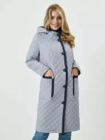 Пальто женское длинное с утеплителем Куртка Пуховик стеганый с капюшоном больших размеров, лед, размер 58