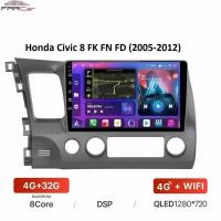 Штатная магнитола FarCar для Honda Civic 8 FK FN FD (2005-2012) на Android 10 (4gb/32gb/WiFi/BT/GPS/DSP/QLED/4G)