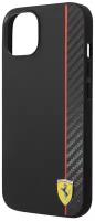 Ferrari для iPhone 14 Plus чехол PU Smooth/Carbon Vertical with metal logo Hard Black, шт